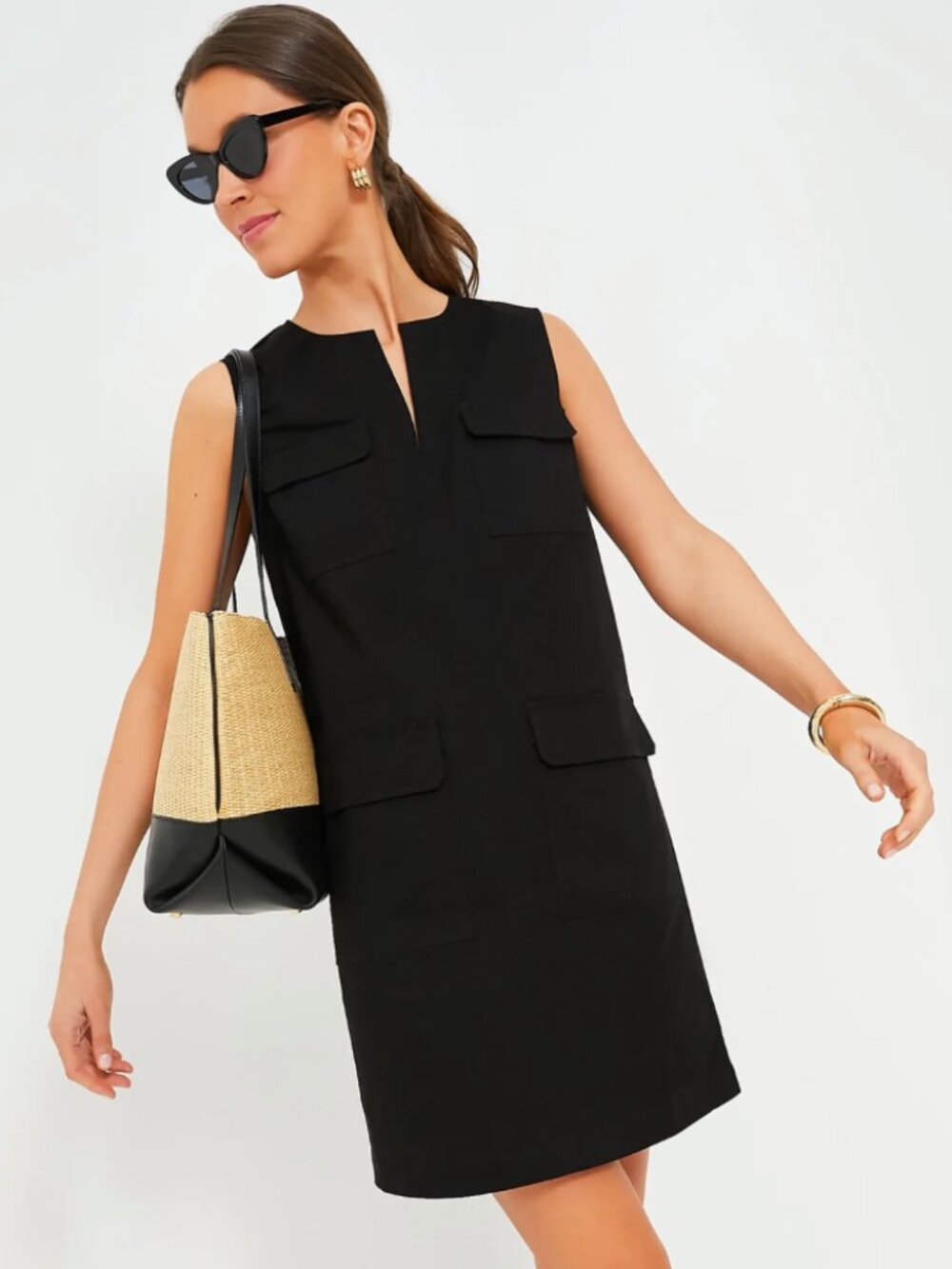 Tuckernuck Black Sydney Utility Shift Dress Size M